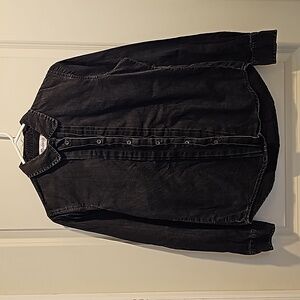 Madewell Black Denim Long Sleeve Blouse (Medium)